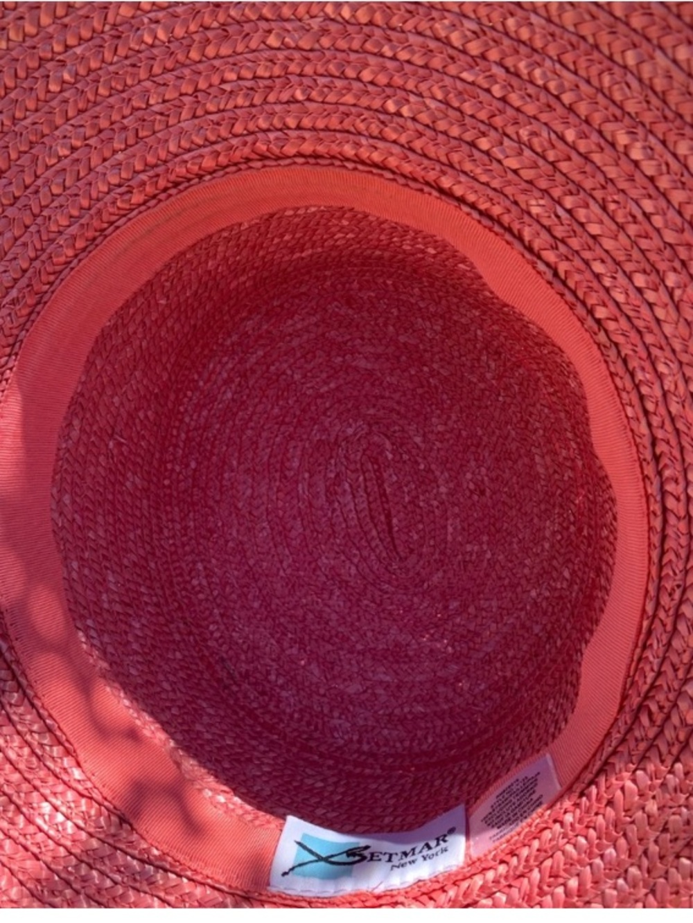 betmar Coral-Pink Wide Brim Straw Sun Hat with Ribbon Bow - Picture 10 of 11
